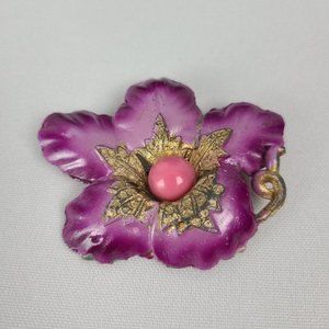 Vintage coro unsigned 1940 purple flower brooch